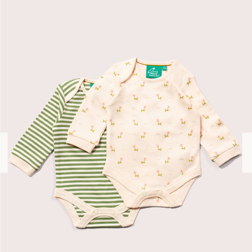 NWT Little Green Radicals organic cotton bodysuits. Pack of 2 size 12-18 months